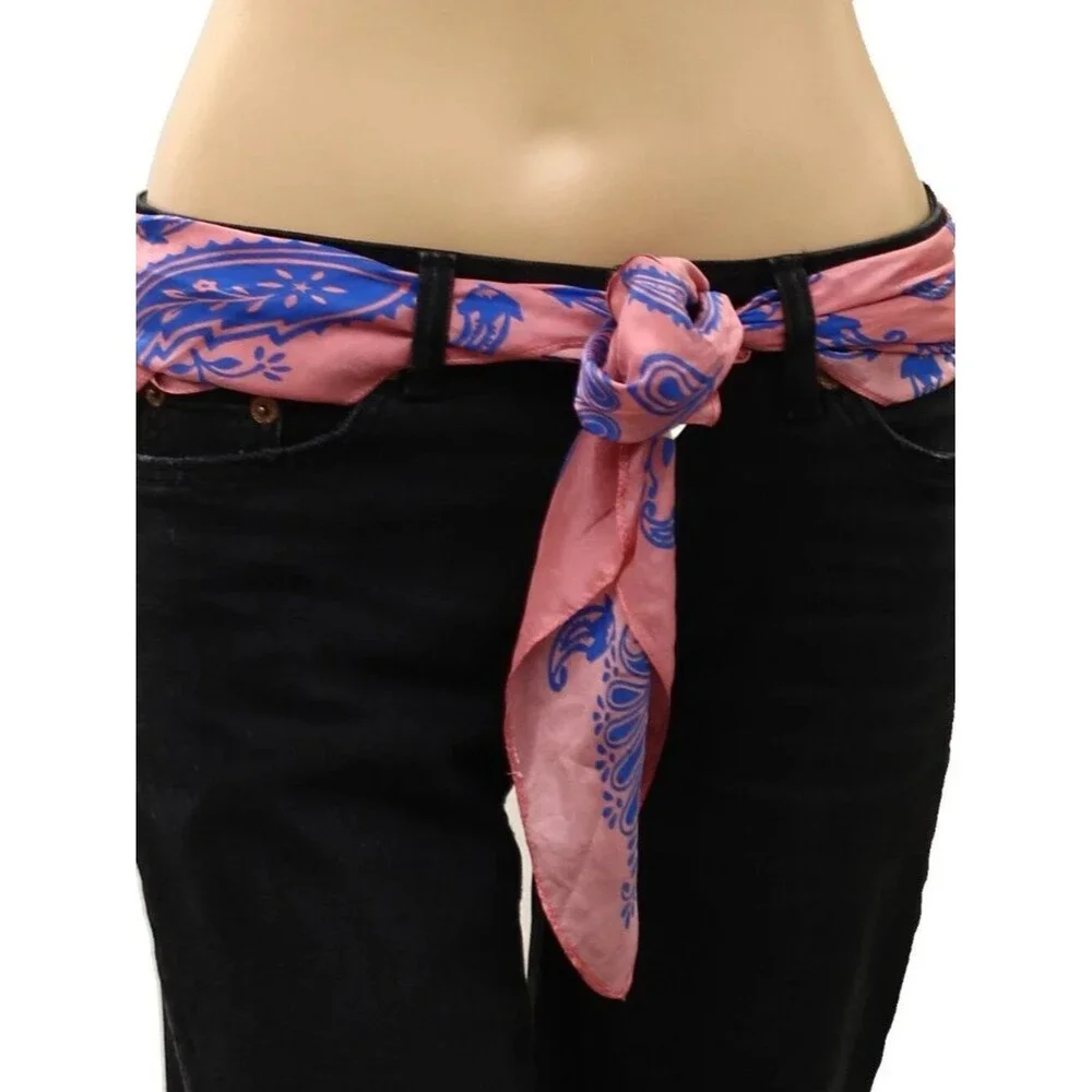 Free People So Silk Printed Bandana Scarf Tube Top Belt Floral Paisley Wrap OS